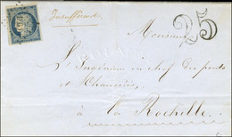 PC 1860 / N° 4 Taxe 25 DT Sur Lettre Avec Texte Daté De La Mairie De Marans Le 9 Novembre 1852 Pour La Rochelle. - SUP. - 1849-1850 Ceres