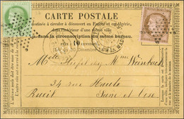 Etoile 3 / N° 53 + 58 Avec 4 Entailles Sur Carte Postale Annonce. 1873. - TB / SUP. - R. - Manual Postmarks