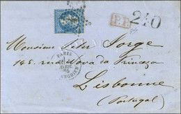 Etoile 4 / N° 22 Càd PARIS / R. D'ENGHIEN Sur Lettre Pour Lisbonne. Au Recto, PP Rouge Et Taxe Portugaise 240. 1865. - T - Manual Postmarks