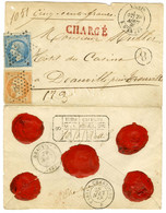 Etoile 8 / N° 22 + N° 23 (infime Def) Càd PARIS / R. D'ANTIN Sur Lettre Chargée Pour Deauville. 1866. - TB / SUP. - Manual Postmarks