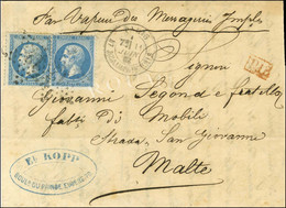 Etoile 12 / N° 22 (2) Càd PARIS / BT BEAUMARCHAIS Sur Lettre Pour Malte. 1865. - TB / SUP. - Manual Postmarks