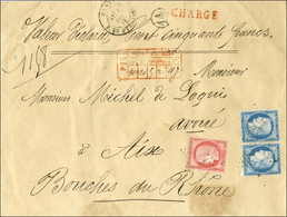 Etoile 14 / N° 57 + 60 Type 3 Paire Càd PARIS / R. DE STRASBOURG Sur Lettre Chargée Pour Aix. Au Recto, Griffe De Charge - Manual Postmarks