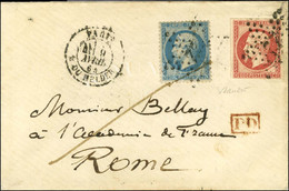 Etoile 22 / N° 17 (80c Non Dentelé) + N° 22 Càd PARIS / R. DU HELDER 9 AVRIL 64 Sur Lettre Pour Rome. Exceptionnel Usage - Manual Postmarks