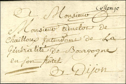 '' Collonge '' (L N° 1) + Paraphe De Franchise, Taxe 7 Annulée Plume Sur Lettre Adressée à Amelot De Chaillou à Dijon. 1 - 1701-1800: Precursors XVIII