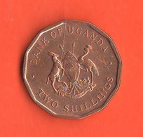 Uganda 2 Schillings  1987 Steel + Copper Coin Bank Of Uganda - Ouganda