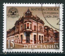 YUGOSLAVIA 2001 Matica Srpska Literary Association Used.  Michel 3012 - Usati