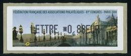 LISA 1 De 2008 "LETTRE *0,88 EUR - F.F.A.P. 81e CONGRES - PARIS 2008 - Illustration :LE GRAND PALAIS" - 1999-2009 Illustrated Franking Labels