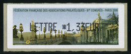 LISA 1 De 2008 "LETTRE *1,33 EUR - F.F.A.P. 81e CONGRES - PARIS 2008 - Illustration :LE GRAND PALAIS" - 1999-2009 Viñetas De Franqueo Illustradas