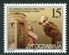 YUGOSLAVIA 2001 Centenary Of Public Telephone Boxes   MNH / **.  Michel 3052 - Nuovi