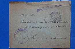 Y12 ALLEMAGNE BELGIQUE  LETTRE 1917 REICHEDIENSTSACHE POUR BRUSSEL BELGIUM + AFFRANCH. INTERESSANT - Duits Leger