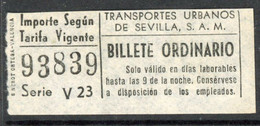 GSC 938 - BILLETE DE YTRANSPORTES URBANOS DE SEVILLA // ESPAÑA// (TCDC-Nº) - Europe
