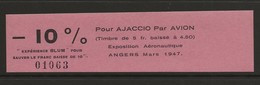Vignette Expérience Blum Angers 1947 Par Avion Pour Ajaccio Rare - Aviation