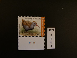 Buzin Waterral 4671 Plaatnr 1 TRU3 Dof Papier , Wit Matte Gom - 1985-.. Uccelli (Buzin)