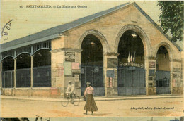 St Amand * La Halle Aux Grains * Halles * Cpa Toilée Colorisée - Saint-Amand-Montrond