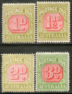 AUSTRALIA Serie X 4 Sellos Nuevos CIFRA PARA USO EN TAXE Año 1925 – Valorizada En Catálogo € 29,00 - Revenue Stamps