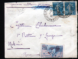 Vignette Guynemer Sur Un Devant De Lettre ( Front Of Cover) En Correspondance Militaire Pour Meknes, Maroc - Luftfahrt