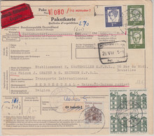 BRD - 2x2 M. Bed. Deutsche U.a. Eilboten-Paketkarte N. BELGIEN Mühlacker 1966 - Unclassified