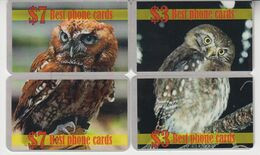 USA BIRD OWL 2 PUZZLES OF 4 PHONE CARDS - Eulenvögel