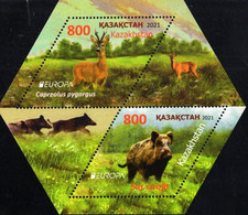 Kazakhstan - 2021 - Europa CEPT - Endangered National Wildlife - Mint Stamp Sheetlet With Varnish - Kazakhstan