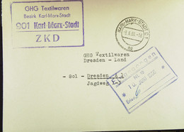 Fern-Brief Mit ZKD-Kastenstempel "GHG Textilwaren Bezirk Karl-Marx-Stadt 901 Karl-Marx-Stadt" Vom 8.6.66 Nach Dresden - Cartas & Documentos