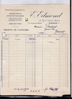 Une Facture   Ets  :  E . Edmond  Commission & Exportation  Manufacture De Confection Pour Dames 1938 - Droguerie & Parfumerie