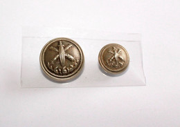 2 BOUTON UNIFORME MILITAIRE ARMÉE ARTILLERIE GLAIVE CANON CROISÉ FLAMME 15,21mm    (2202.22) - Boutons