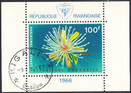 Rwanda 1966 Used Sc 160a Sheet 100fr Caper Flowers - Used Stamps