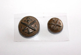 2 BOUTON UNIFORME MILITAIRE ARMÉE MARINE NAVY GRENADE ANCRE CANON CROISÉ 16,22mm    (2202.23) - Boutons