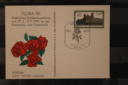 DDR 1990; Ganzsache FLORA '90 Erfurt, SST Rose - Privatpostkarten - Gebraucht