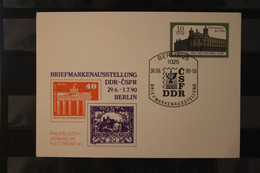 DDR 1990; Ganzsache Briefmarkenausstellung DDR-CSFR, SST - Privé Postkaarten - Gebruikt