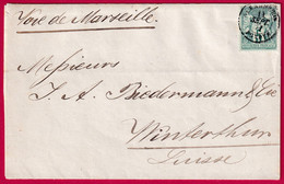 N°75 CAD TYPE15 ALEXANDRIE EGYPTE EGYPT BFE POUR WINTERTHUR SUISSE LETTRE COVER FRANCE - 1877-1920: Semi Modern Period