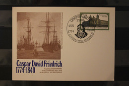DDR 1990; Ganzsache Caspar David Friedrich, SST Greifswald - Cartes Postales Privées - Oblitérées