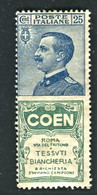 REGNO 1924 PUBBLICITARIO 25 C. COEN **  MNH - Reklame