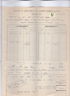 Une Facture   Ets  : Joseph Dubois & Fils  Filature De Laine Cardée  Roubaix   1936 - Droguerie & Parfumerie