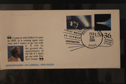 U.S.A. Ganzsache 1986: Halleyscher Komet Zusätzlich Mit Deutscher Briefmarke - América Del Norte
