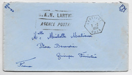 LETRE FM AVION  C. HEX PERLE LARTIGUE 3.2.1958 ORAN + GRIFFE B.A.N. LARTIGUE AGENCE POSTALE - Lettres & Documents