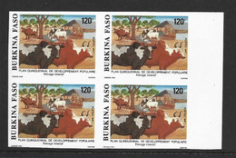 Burkina Faso 1987 National Development 90 Fr. Single Imperforate / Non Dentele MNH Block Of 4 - Burkina Faso (1984-...)