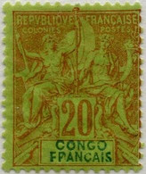 !!! CONGO. N°18, 20C GROUPE LÉGENDE CONGO FPANÇAIS. NEUF **. VARIÉTÉ NON SIGNALÉE - Ongebruikt