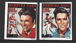 Burkina Faso 1995 Elvis Presley 500 & 1000 Fr. Singles Imperforate / Non Dentele MNH - Burkina Faso (1984-...)