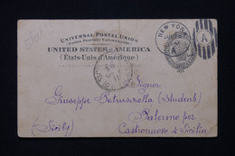 ETATS UNIS - Entier Postal De New York Pour La Sicile En 1899 - L 113500 - ...-1900
