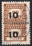 1948 Hungary - FISCAL BILL Tax - Revenue Stamp - 10 F / Overprint - Used - Fiscales