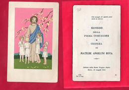 Carte Ricordo Della Prima Comunione Matilde Angelini Rota Istituto Beata Vergine 1936 Meschini Dipinta A Mano P In Italy - Autres Illustrateurs