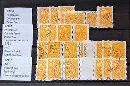 France - 25 Timbres "marianne De Lamouche" 01 Ct Aux 4 Types Connus De Varieté - Oblitérés - 2004-2008 Marianna Di Lamouche