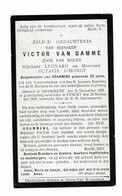 Doodsprentje 1918 Burgemeester Grammene : Victor Van Damme ( Grammene - Vinkt ) . - Religión & Esoterismo