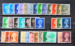 Angleterre Great-britain  - Small Batch Of 35 Differents Machin Stamps Used Grouped By Value - Machin-Ausgaben