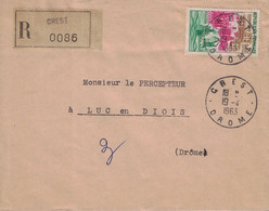 DROME - CREST - CACHET DU 19-4-1963 - ENVELOPPE RECOMMANDEE - AFFRANCHISSEMENT A 0F85. - Posttarife