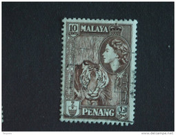 Maleisië Malaya Malaysia Penang 1957 Elisabeth II Tijger Tigre Tiger  Yv 43 O - Penang