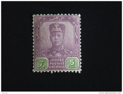 Maleisië Malaya Malaysia Johore 1921-37 Sultan Ibrahim Yv 89 MH * - Johore