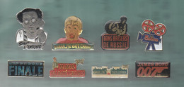 PINS PIN'S CINEMA 1030 MAMAN J'AI RATE L'AVION JAMES BOND 007 BONS BAISERS DE RUSSIE COLUCHE BOLINO   LOT 8 PINS - Cinéma