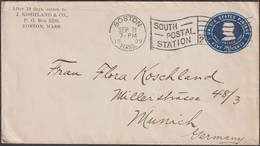 USA 1903. Entier Postal 5 C Lincoln (U393) Pour Munich. J. Koshland & Co Boston - 1901-20